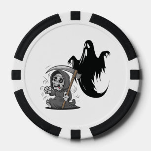 Schrecklicher grimmiger Sensenmann und Geist. Pokerchips