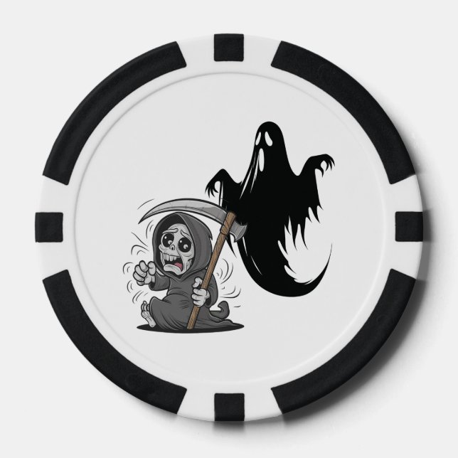Schrecklicher grimmiger Sensenmann und Geist. Pokerchips (Vorderseite)