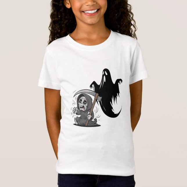 Schrecklicher grimmiger Sensenmann und Geist. T-Shirt (Vorderseite)