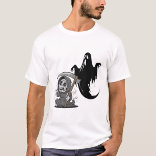 Schrecklicher grimmiger Sensenmann und Geist. T-Shirt