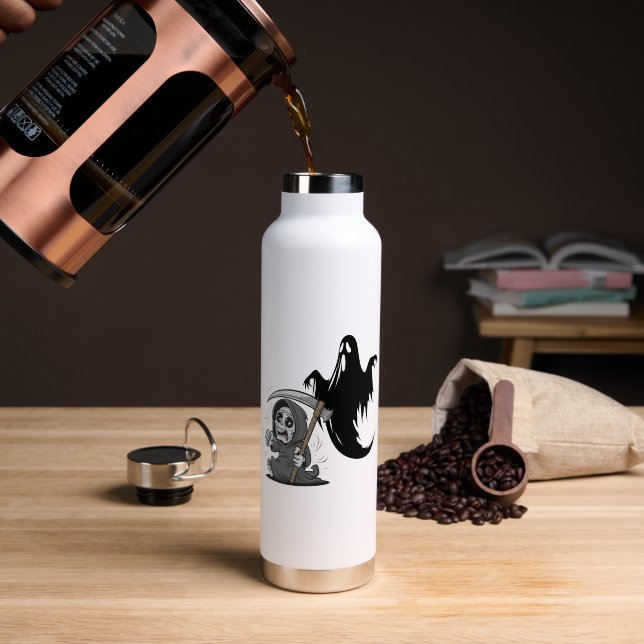 Schrecklicher grimmiger Sensenmann und Geist. Trinkflasche (Kaffee (gedreht))