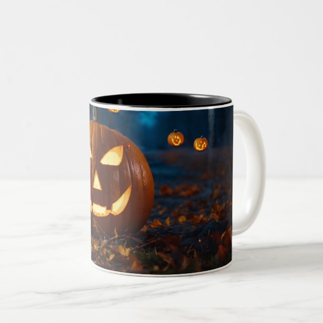 Schrecklicher Spaß: Halloween-Tasse Zweifarbige Tasse (VorderseiteRechts)