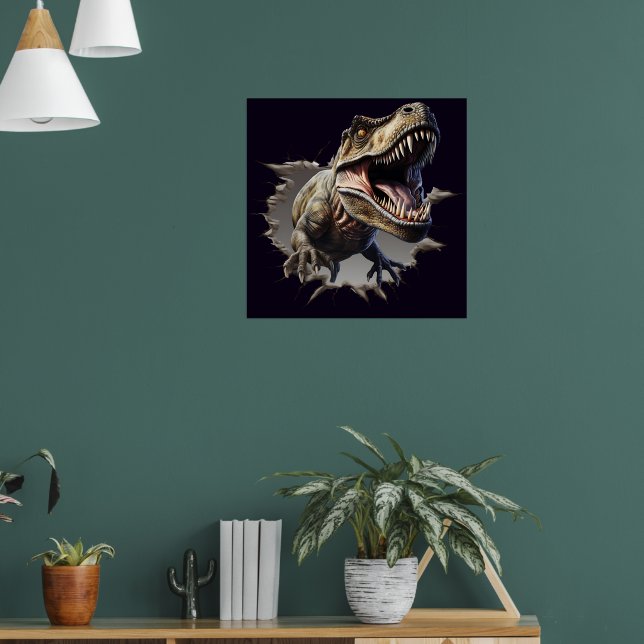 Schrecklicher Wand-Ausbruch-Dinosaurier-T-Rex-Post Poster (Wohnzimmer 1)