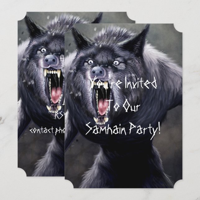 schrecklicher Werwolf Einladung (Vorne/Hinten)