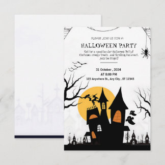 Schreckliches Schwarz-Weiß-Halloween-Party Einladung