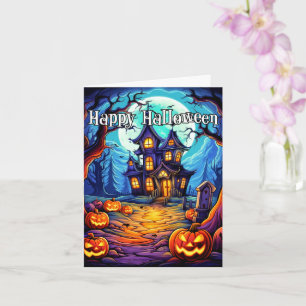 Schreckliches Spuk Haus Frohe Halloween Karte