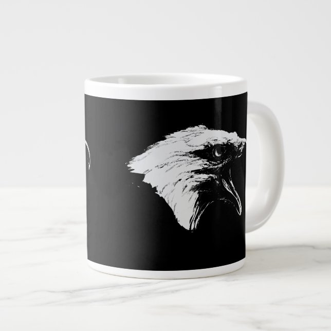 Schrei-Adler in Schwarz Wählen Sie Ihren Hintergru Jumbo-Tasse (Vorderseite Rechts)
