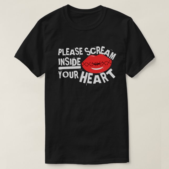Schrei bitte in deinem Herzen Red Lips Funny T-Shirt (Design vorne)