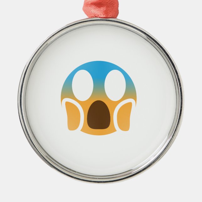 Schrei Emoji Silbernes Ornament (Vorne)