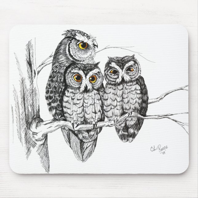 Schrei-Eulen-Familie Mousepad (Vorne)