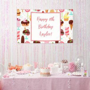 Schrei für Eiscreme Girls Sweet Niedliche Geburtst Banner