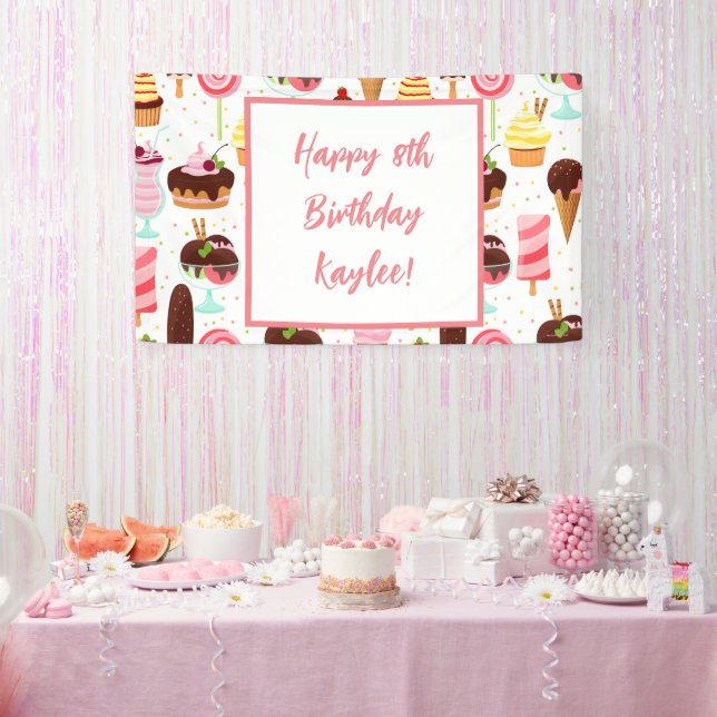 Schrei für Eiscreme Girls Sweet Niedliche Geburtst Banner (Party)