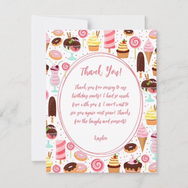 Schrei für Eiscreme Girls Sweet Niedliche Geburtst Dankeskarte (Vorderseite)
