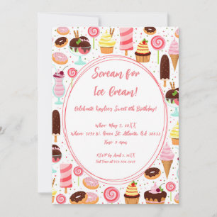 Schrei für Eiscreme Girls Sweet Niedliche Geburtst Einladung