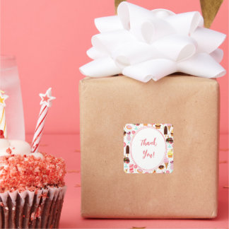 Schrei für Eiscreme Girls Sweet Niedliche Geburtst Quadratischer Aufkleber