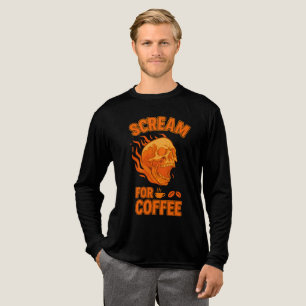 Schrei nach Kaffee Gruseliger Totenkopf Halloween Tri-Blend Shirt