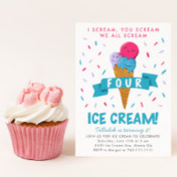 Schrei Vier Eiscreme 4. Geburtstag Party