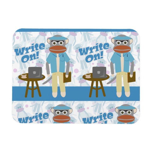 Schreib auf! Writer Sock Monkey Author Fun Magnet (Horizontal)