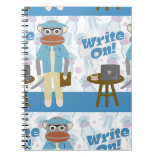 Schreib auf! Writer Sock Monkey Fun Toon Muster Ar Notizblock