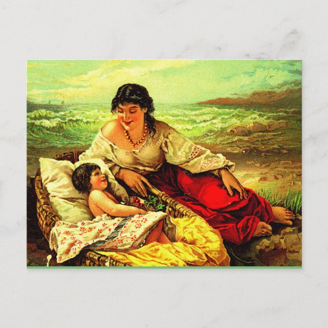 Schreib Erinnerungen von Mutter & Kind ins Meer! Postkarte (Vorderseite)