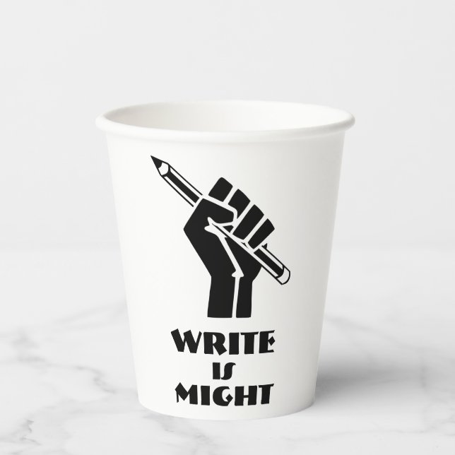 Schreib ist Macht Pappbecher (Vorderseite)