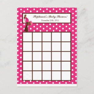 Schreibbare Bingo Card Rosa Mod Mama Polka Dots Einladungspostkarte
