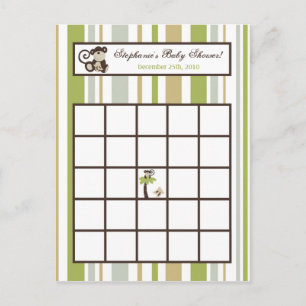 Schreibbare Bingokarte Monkey Time Zoo Tier Einladungspostkarte