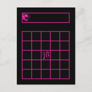 Schreibbare Bingokarte Sweet 16 Hot Pink Black Par Einladungspostkarte