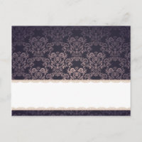 Schreibbare Platzkarte Deep Lila Damask