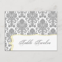 Schreibbare Platzkarte Grau-Gelb-Damaske-Spitze Dr