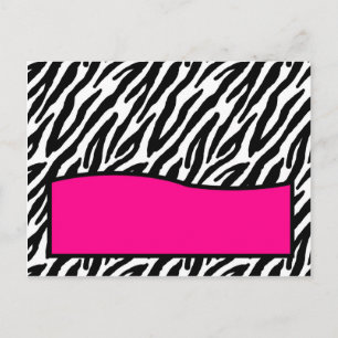 Schreibbare Platzkarte Hot Pink Zebra Print Postkarte
