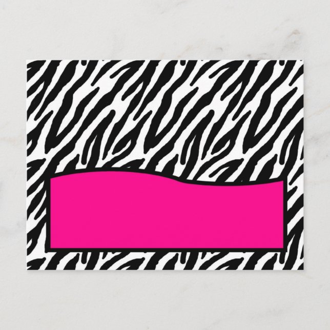 Schreibbare Platzkarte Hot Pink Zebra Print Postkarte (Vorderseite)