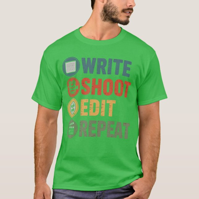Schreibe Drehbearbeitung wiederhole Filmemacher Lu T-Shirt (Vorderseite)