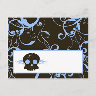 Schreibe Platzkarte Boy Blue Punk Rock Skull Flame Postkarte