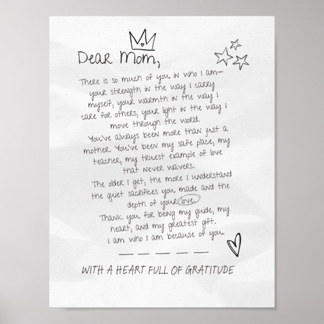 Schreiben an die Mama Poster (Vorne)