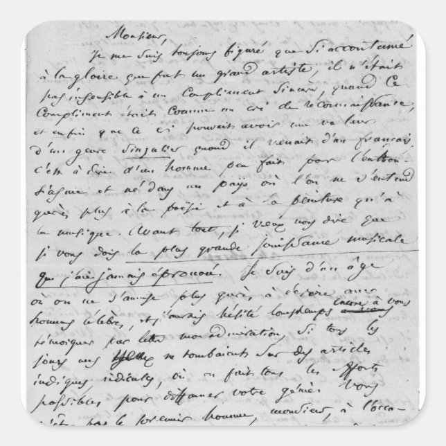 Schreiben an Richard Wagner vom 17. Februar 1860 Quadratischer Aufkleber (Vorderseite)