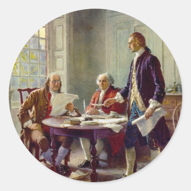 Schreiben der Unabhängigkeitserklärung 1776 Runder Aufkleber (Vorderseite)