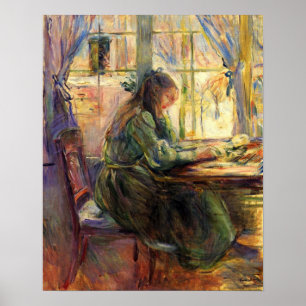 Schreiben des jungen Mädchens durch Berthe Morisot Poster