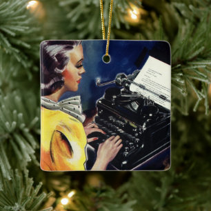 Schreiben des Sekretärs der Vintagen Führungskraft Keramikornament