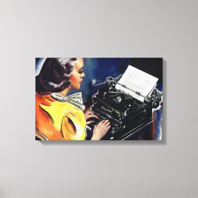 Schreiben des Sekretärs der Vintagen Führungskraft Leinwanddruck (Vorderseite)