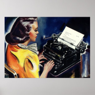 Schreiben des Sekretärs der Vintagen Führungskraft Poster