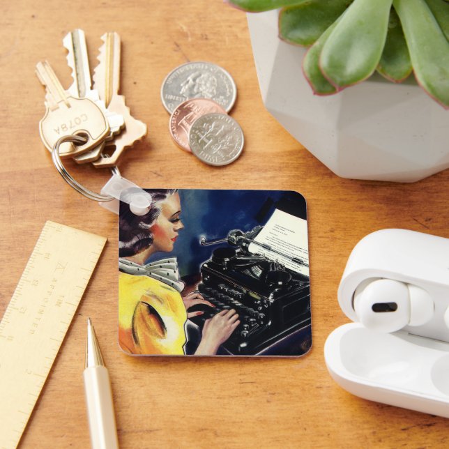 Schreiben des Sekretärs der Vintagen Führungskraft Schlüsselanhänger (Schreibtisch)