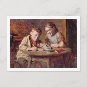 Schreiben eines Schreibens (Öl auf Tafel) Postkarte