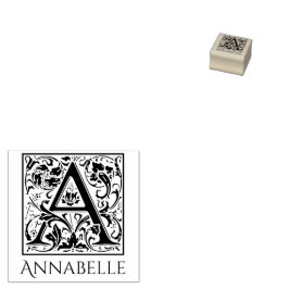 Schreiben eines Vintagen ersten Schreibens mit Nam Gummistempel