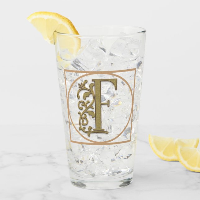 SCHREIBEN F MONOGRAM Schöne Hochzeit Neues Zuhause Glas (Vorderseite Ice)