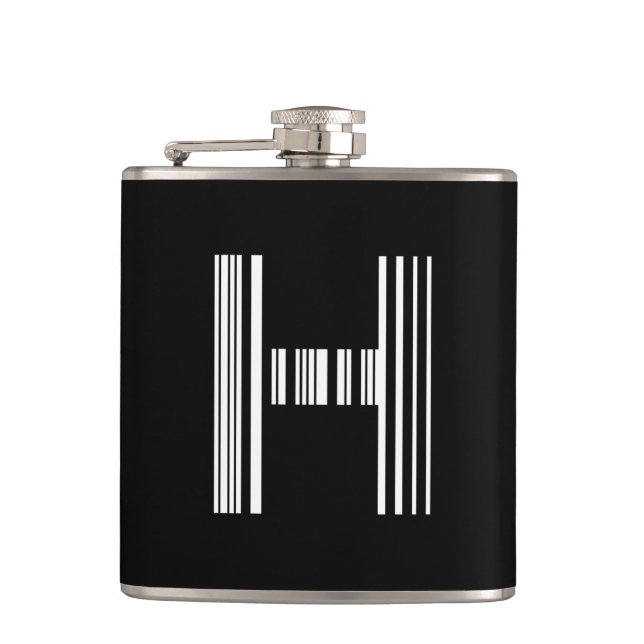 SCHREIBEN H BAR CODE Erstes erstes Barcode-Muster Flachmann (Vorderseite)