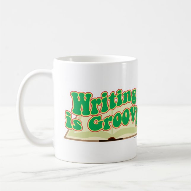 Schreiben ist Groovy Fun Autor Retro Book Style Kaffeetasse (Links)