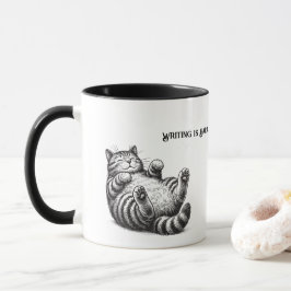 Schreiben ist schwer - Katzen erschweren die Tasse