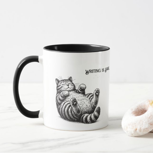 Schreiben ist schwer - Katzen erschweren die Tasse (Mit Donut)