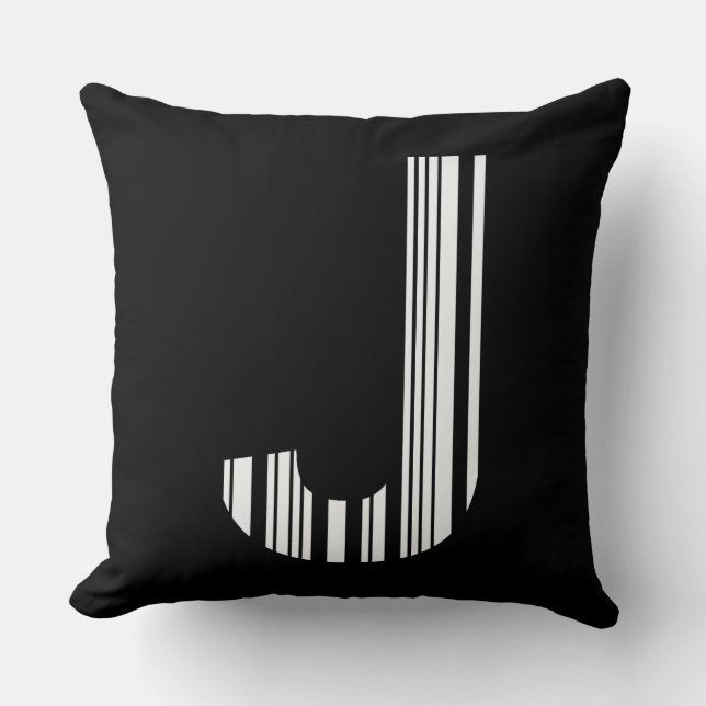 SCHREIBEN J BAR CODE Erste erste Barcode-Muster Kissen (Vorderseite)